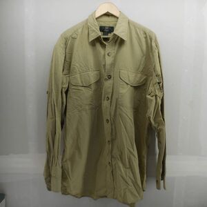 VINTAGE 90s Orvis Button Shirt Mens Large Tan Vented Fishing Hiking Long Sleeve
